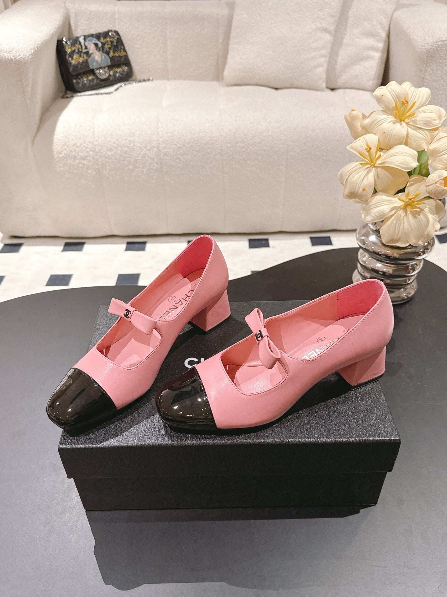 C 25B Bow Mary Jane Shoes（BLACK/CHAMPAGNE/PINK）