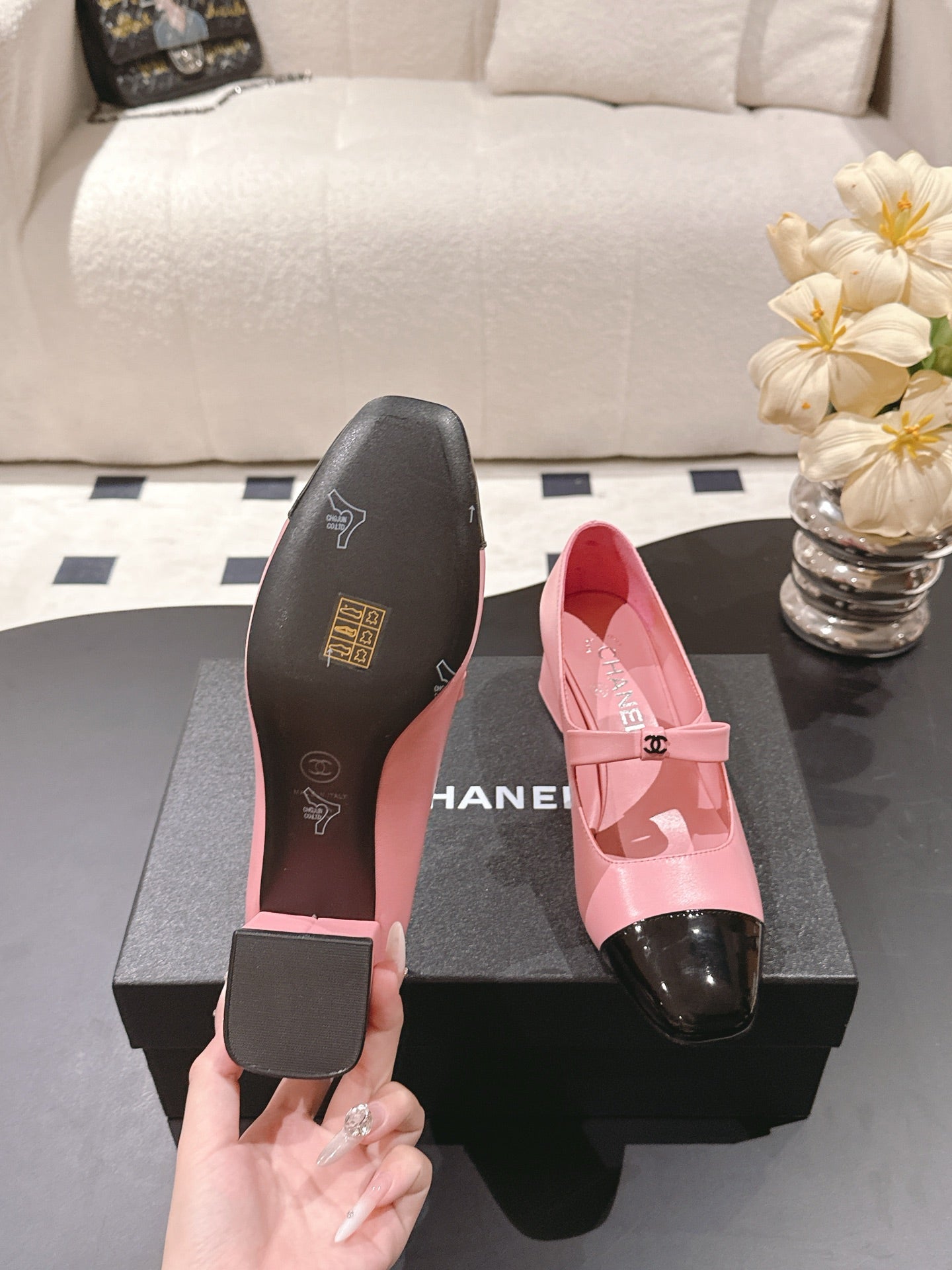 C 25B Bow Mary Jane Shoes（BLACK/CHAMPAGNE/PINK）