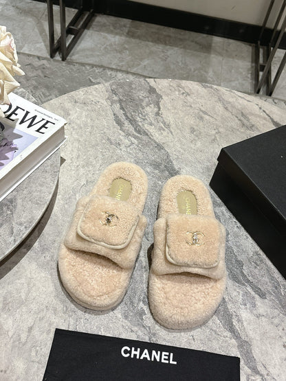 C 25fw new pocket woolen slippers(KHAKI/BEIGI/BLACK/WHITE)