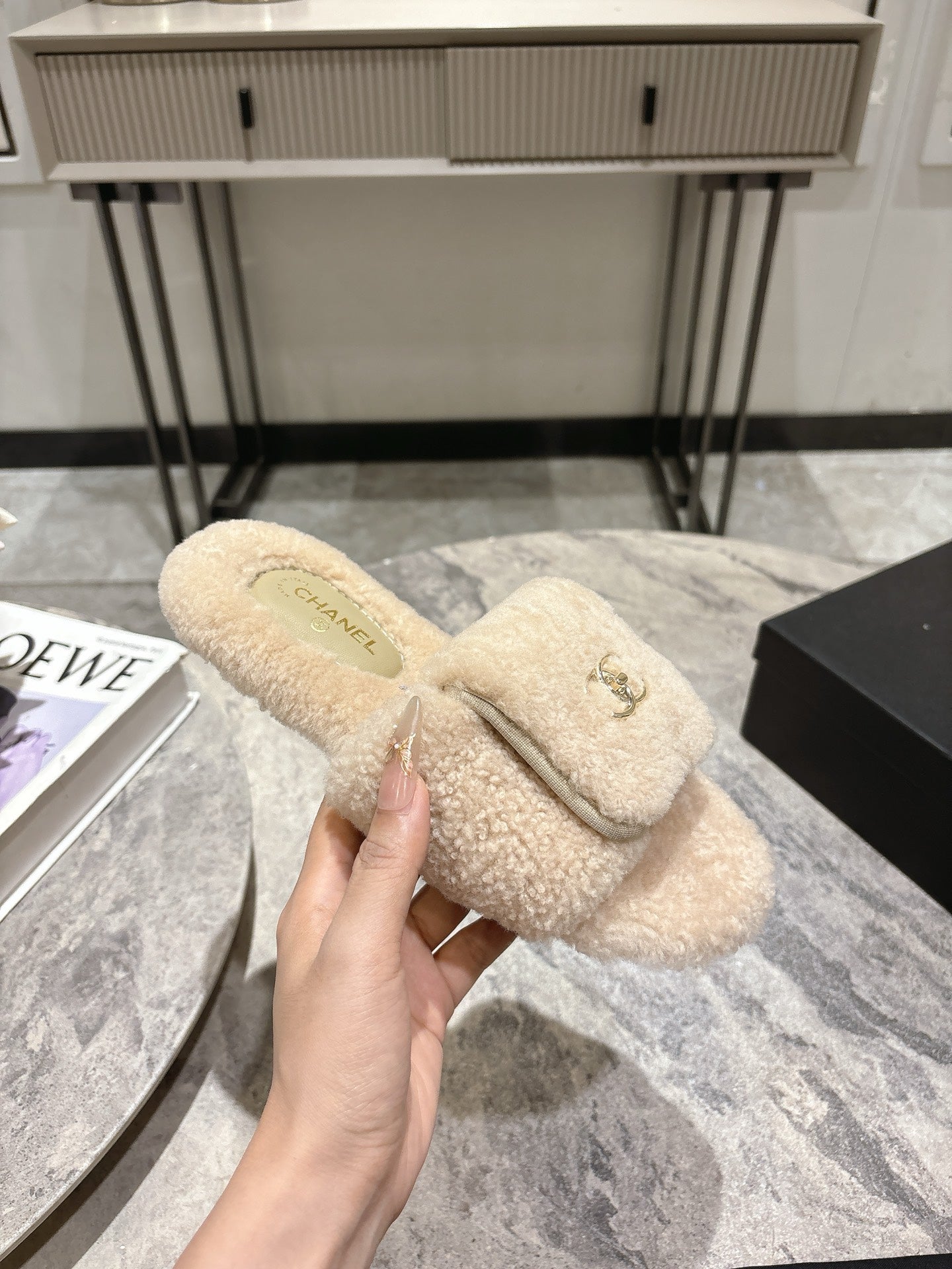 C 25fw new pocket woolen slippers(KHAKI/BEIGI/BLACK/WHITE)