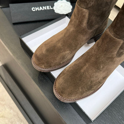 C 25B new buckle chain boots suede short boots(KHAKI/PURPLE/BROWN/BLACK)