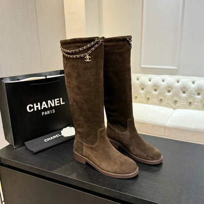 C 25B new chain boots suede boots(KHAKI/PURPLE/BROWN/BLACK)