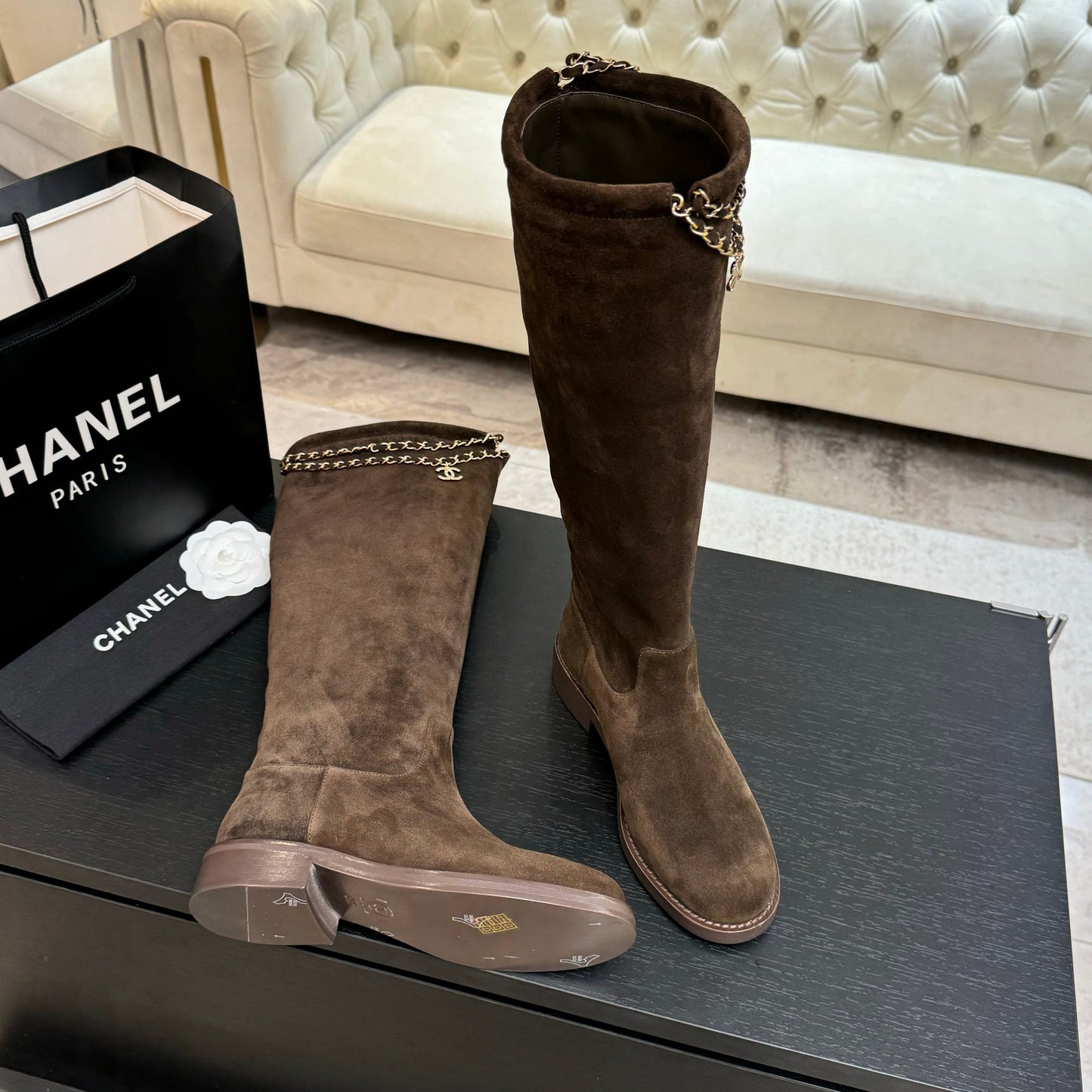 C 25B new chain boots suede boots(KHAKI/PURPLE/BROWN/BLACK)