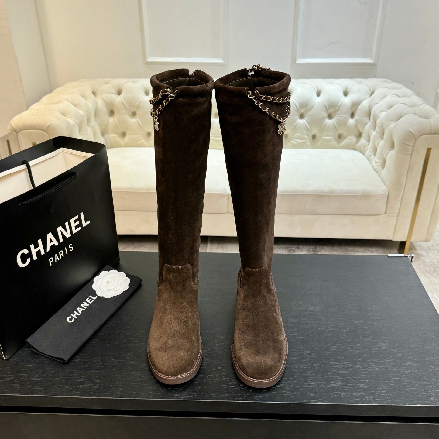 C 25B new chain boots suede boots(KHAKI/PURPLE/BROWN/BLACK)