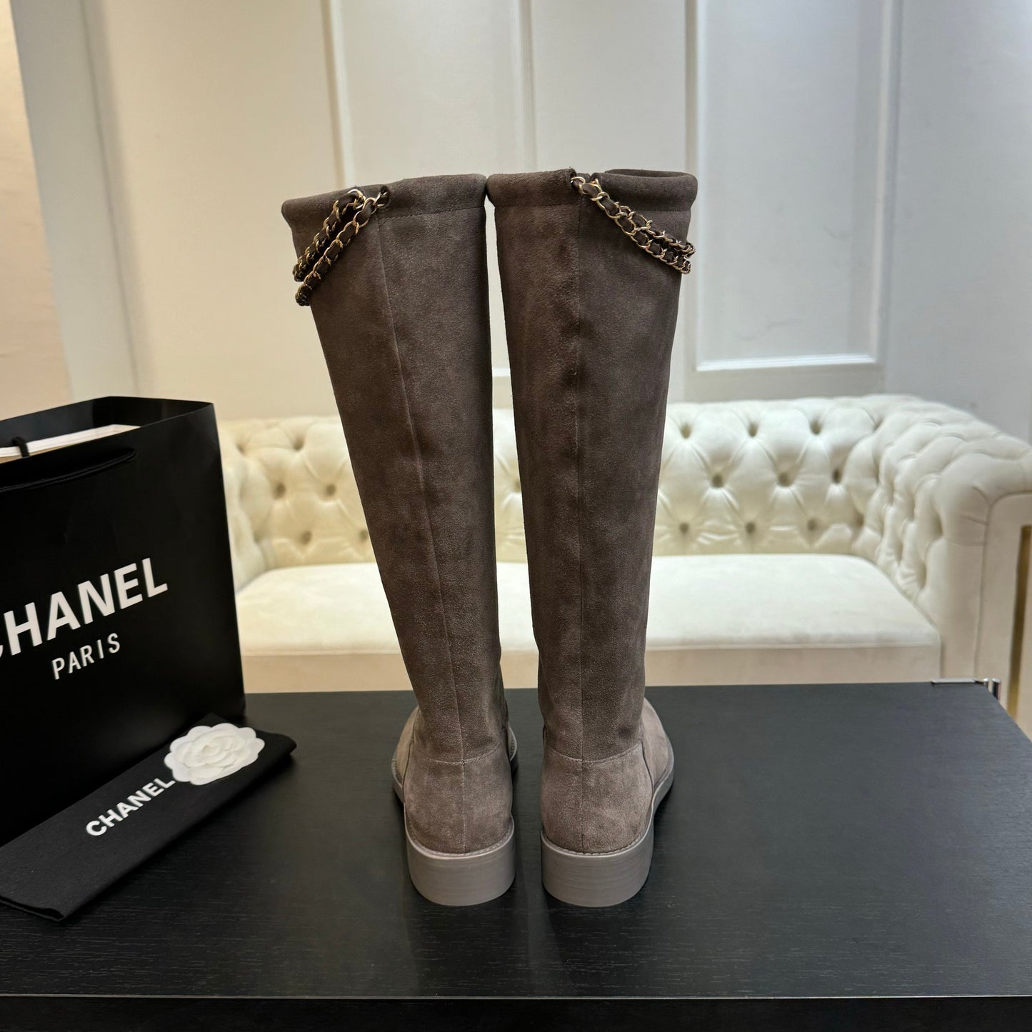 C 25B new chain boots suede boots(KHAKI/PURPLE/BROWN/BLACK)