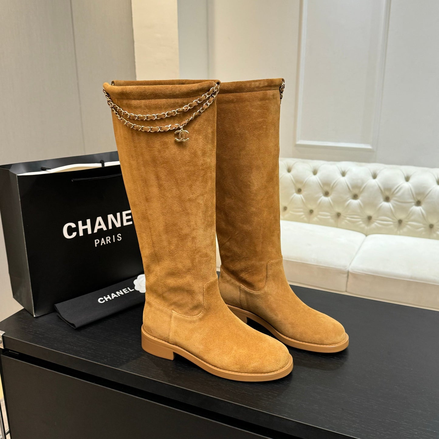 C 25B new chain boots suede boots(KHAKI/PURPLE/BROWN/BLACK)
