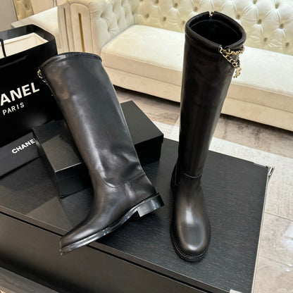 C 25B new chain leather boots