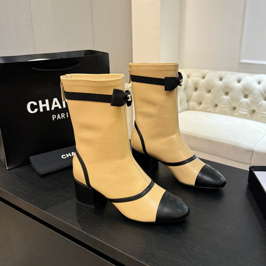 C 25 new butterfly bow short boots(KHAKI/BLACK)