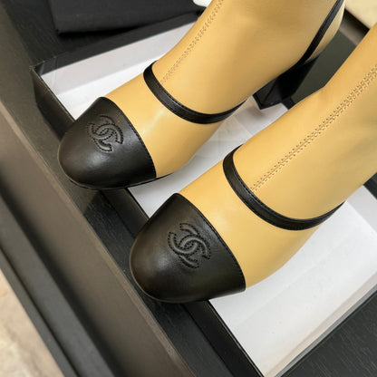 C 25 new butterfly bow short boots(KHAKI/BLACK)