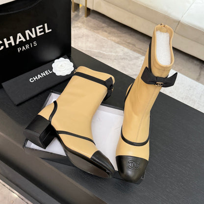 C 25 new butterfly bow short boots(KHAKI/BLACK)