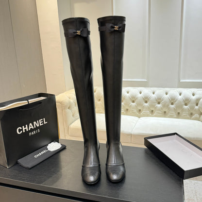 C 25 new butterfly bow high-heeled boots（WHITE/BLACK）