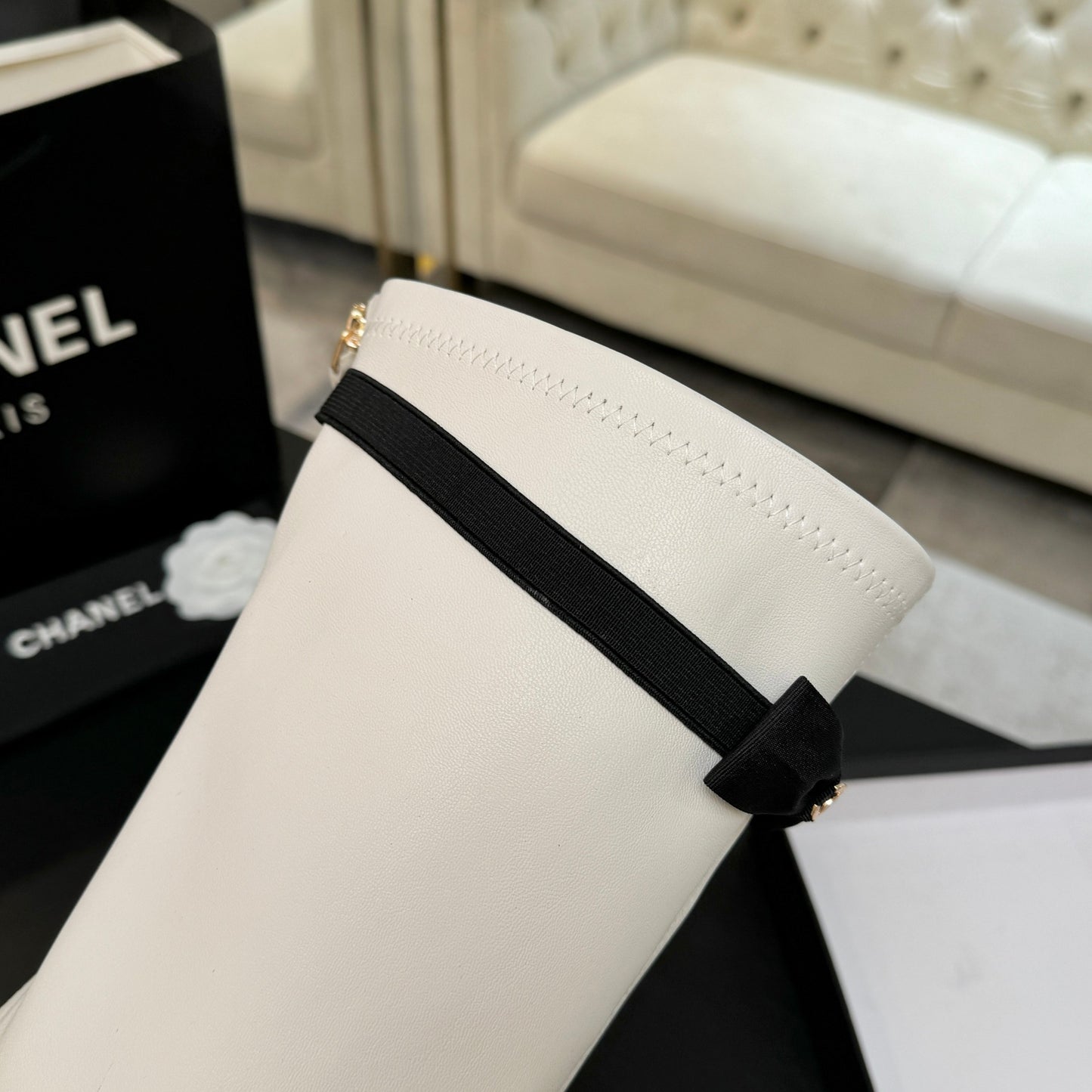 C 25 new butterfly bow high-heeled boots（WHITE/BLACK）