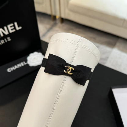 C 25 new butterfly bow high-heeled boots（WHITE/BLACK）