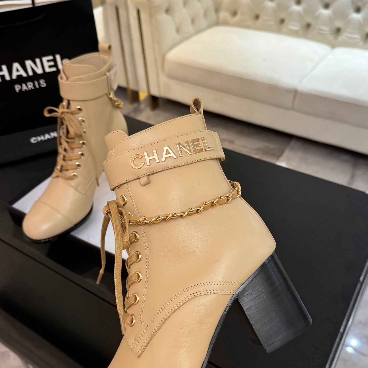 C 25fw high-end handmade workshop series short boots(KHAKI/WHITE)