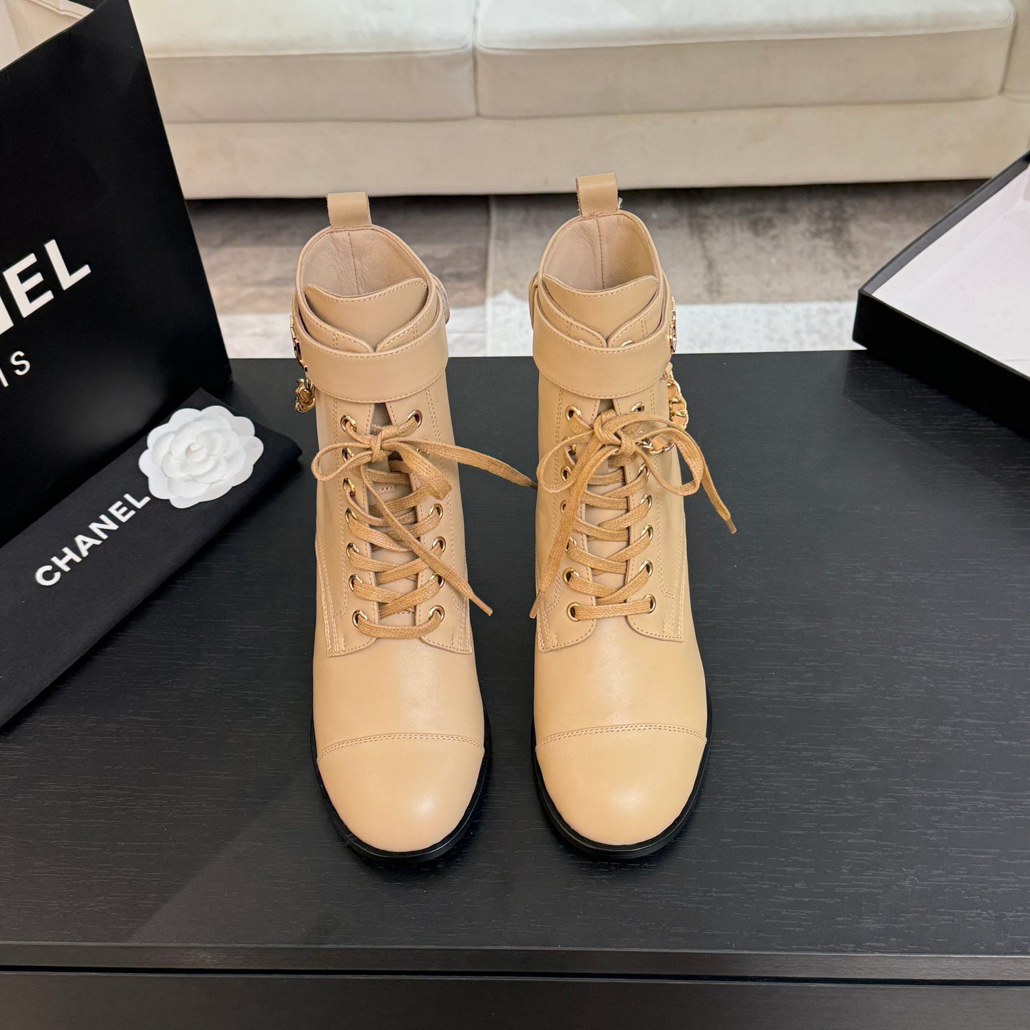 C 25fw high-end handmade workshop series short boots(KHAKI/WHITE)
