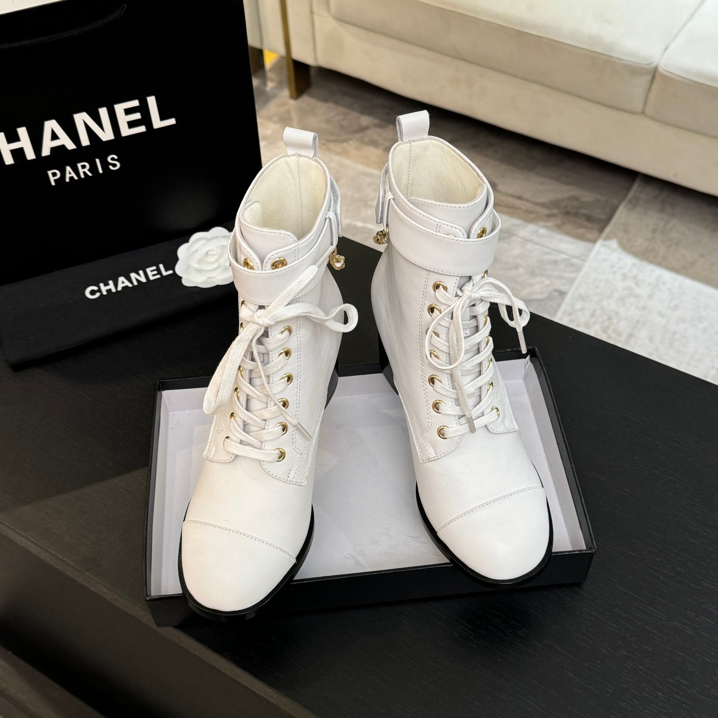 C 25fw high-end handmade workshop series short boots(KHAKI/WHITE)