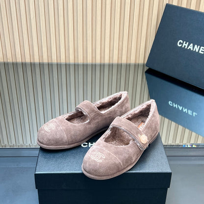 C 25 Mary Jane's lamb wool shoes（BLACK/PURPLE/KHAKI/GRAY）