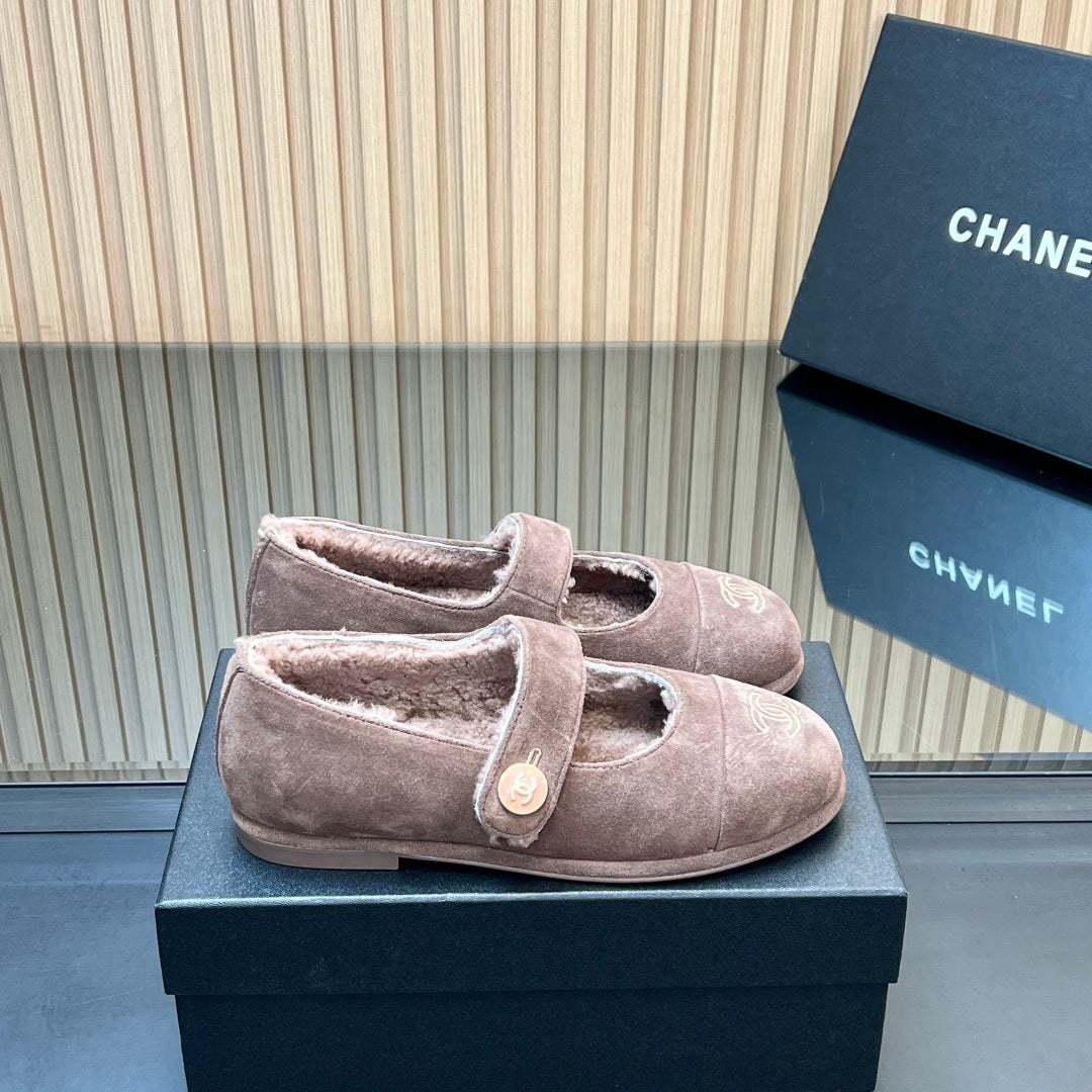 C 25 Mary Jane's lamb wool shoes（BLACK/PURPLE/KHAKI/GRAY）