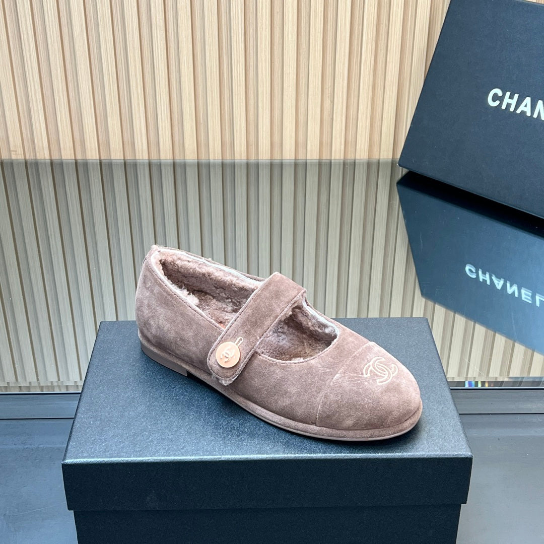 C 25 Mary Jane's lamb wool shoes（BLACK/PURPLE/KHAKI/GRAY）