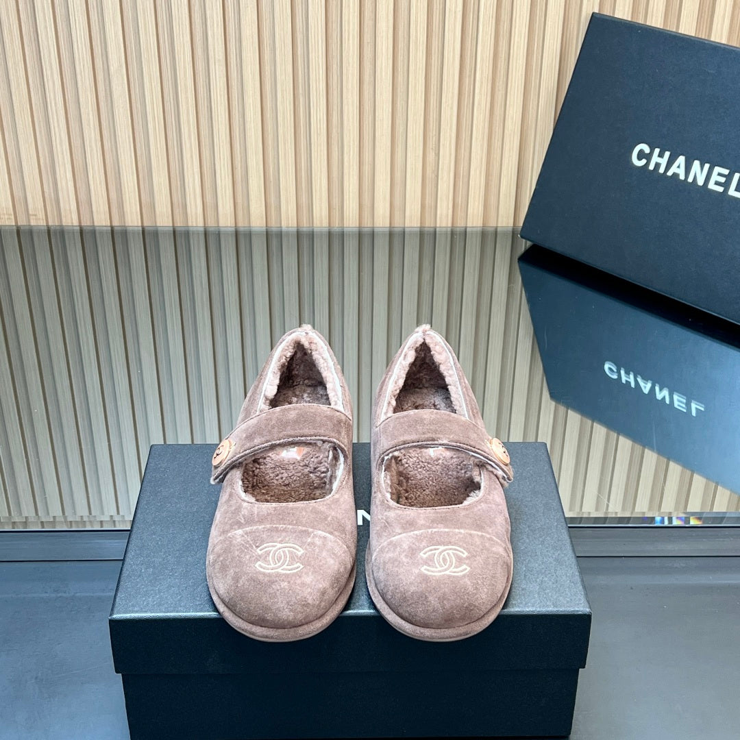 C 25 Mary Jane's lamb wool shoes（BLACK/PURPLE/KHAKI/GRAY）