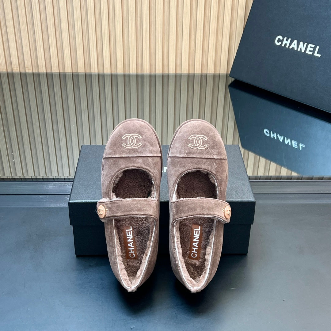 C 25 Mary Jane's lamb wool shoes（BLACK/PURPLE/KHAKI/GRAY）