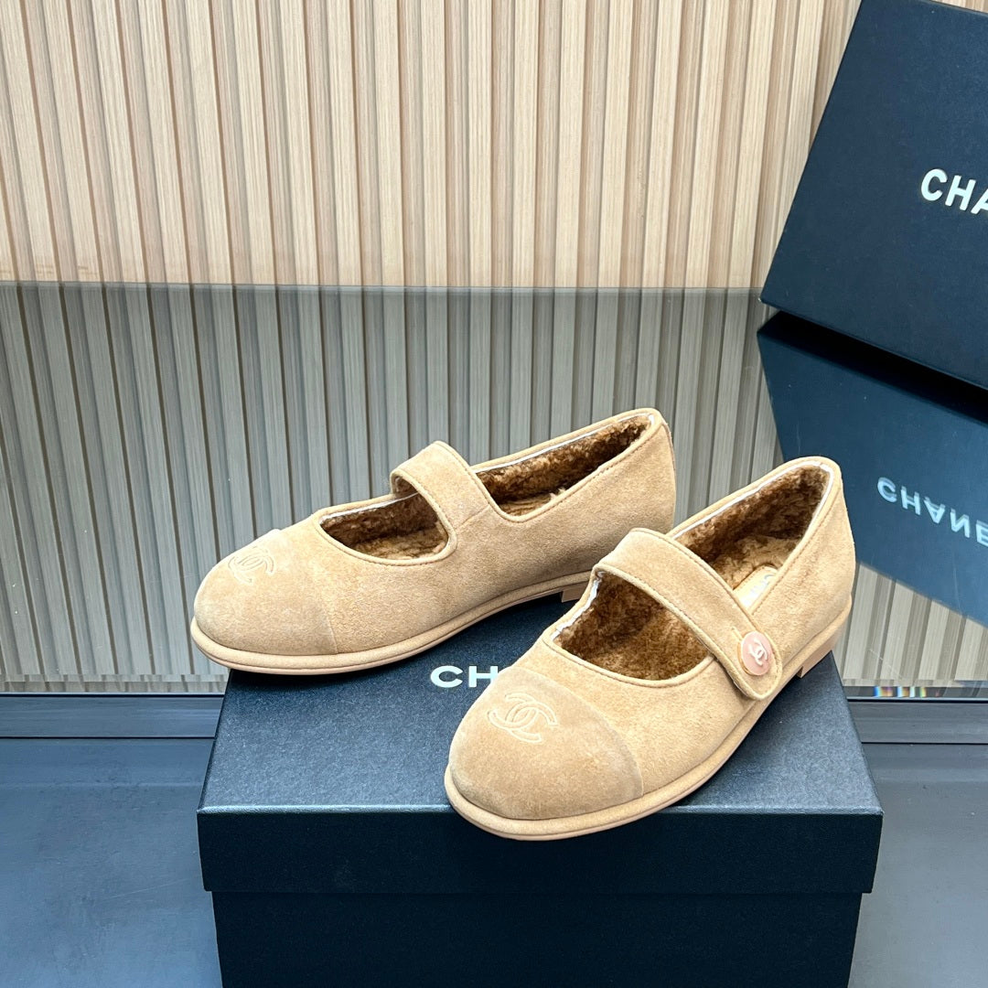 C 25 Mary Jane's lamb wool shoes（BLACK/PURPLE/KHAKI/GRAY）