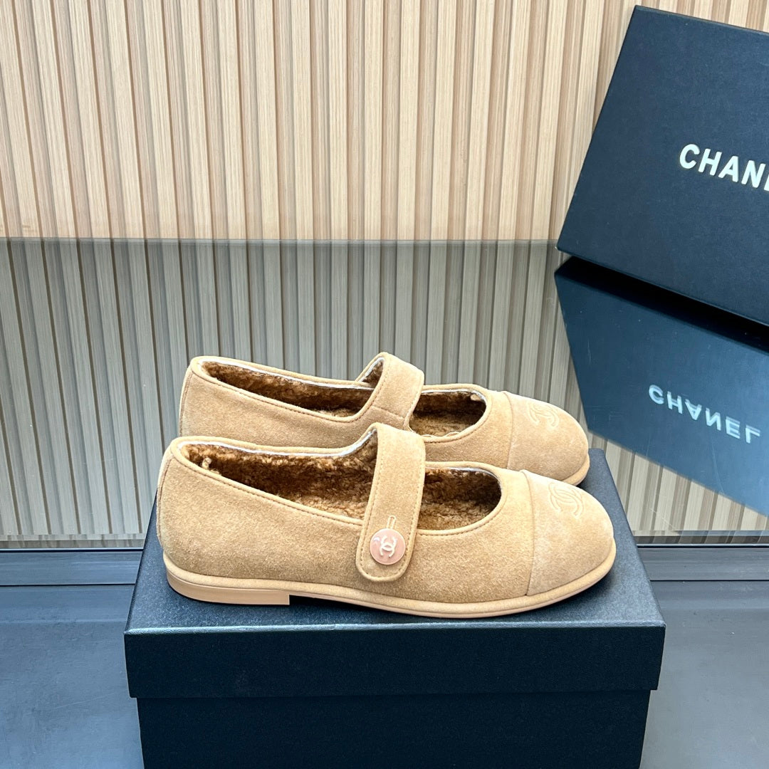 C 25 Mary Jane's lamb wool shoes（BLACK/PURPLE/KHAKI/GRAY）
