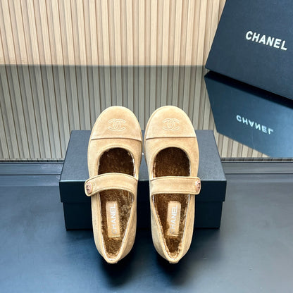 C 25 Mary Jane's lamb wool shoes（BLACK/PURPLE/KHAKI/GRAY）