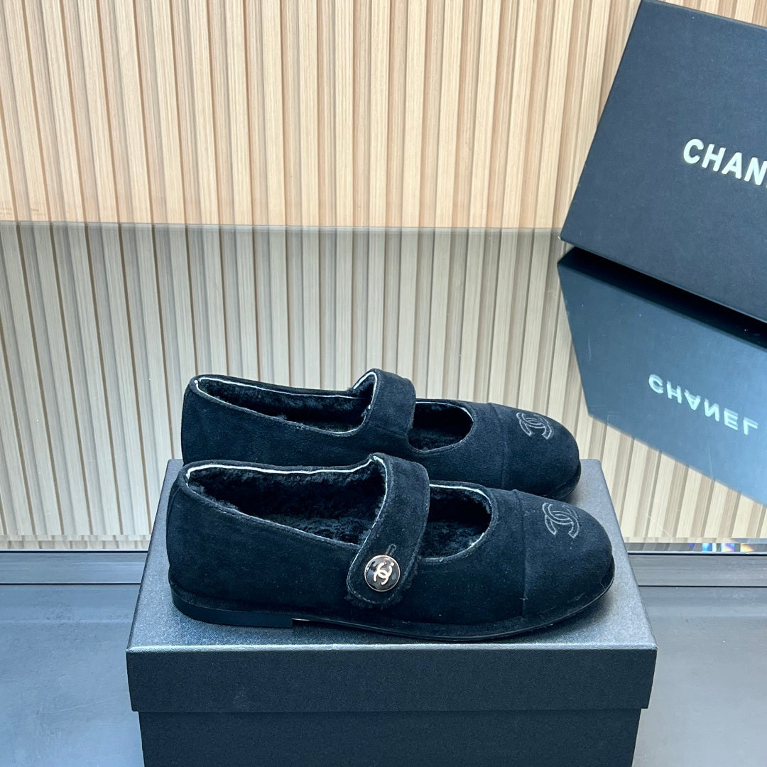 C 25 Mary Jane's lamb wool shoes（BLACK/PURPLE/KHAKI/GRAY）
