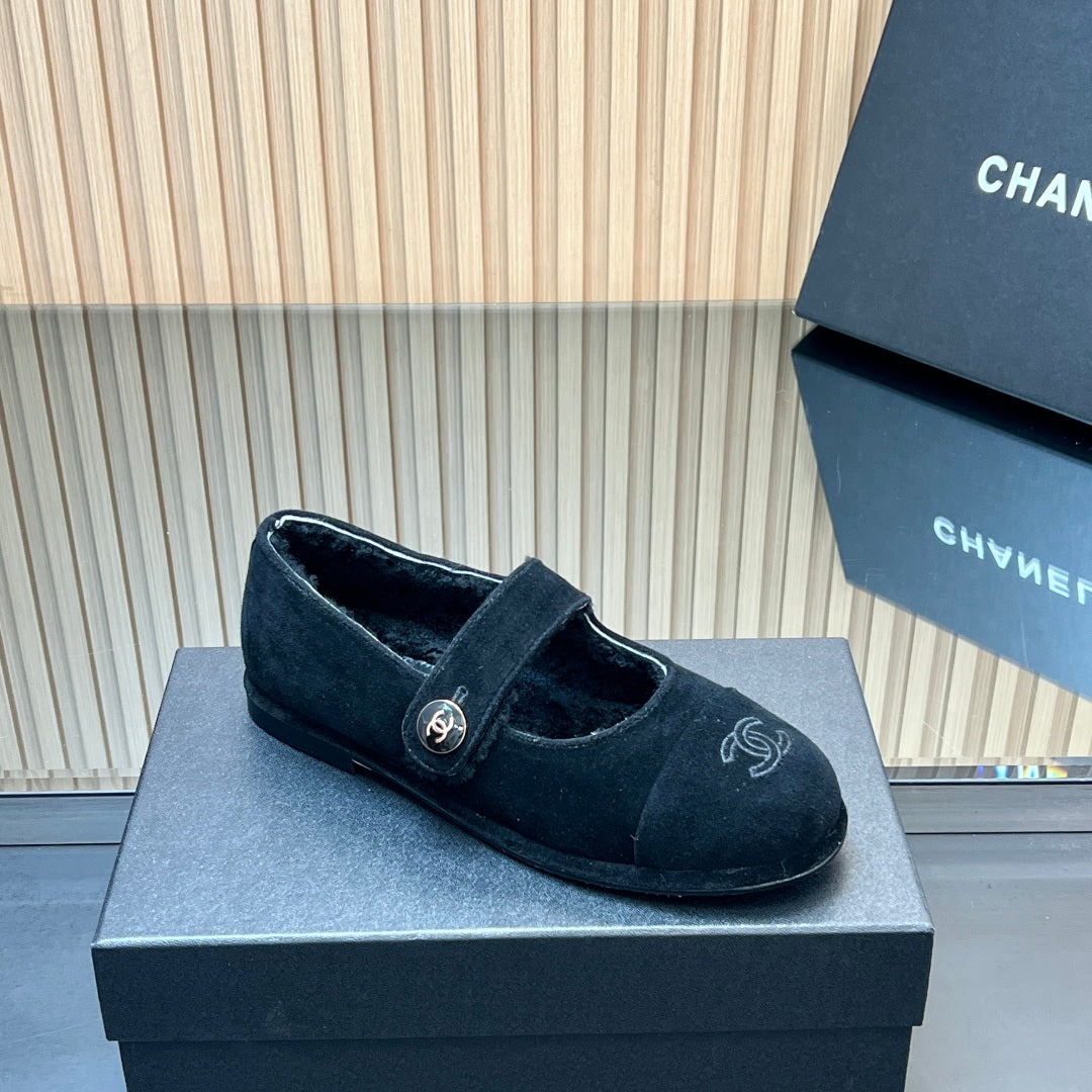 C 25 Mary Jane's lamb wool shoes（BLACK/PURPLE/KHAKI/GRAY）