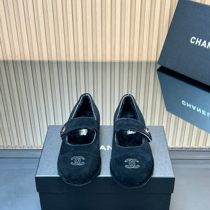 C 25 Mary Jane's lamb wool shoes（BLACK/PURPLE/KHAKI/GRAY）