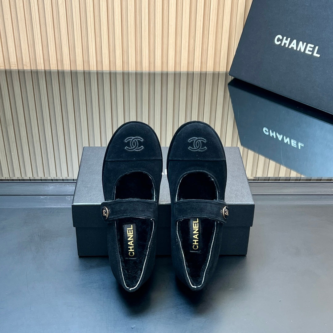 C 25 Mary Jane's lamb wool shoes（BLACK/PURPLE/KHAKI/GRAY）