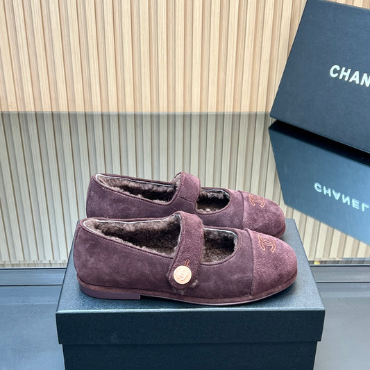 C 25 Mary Jane's lamb wool shoes（BLACK/PURPLE/KHAKI/GRAY）