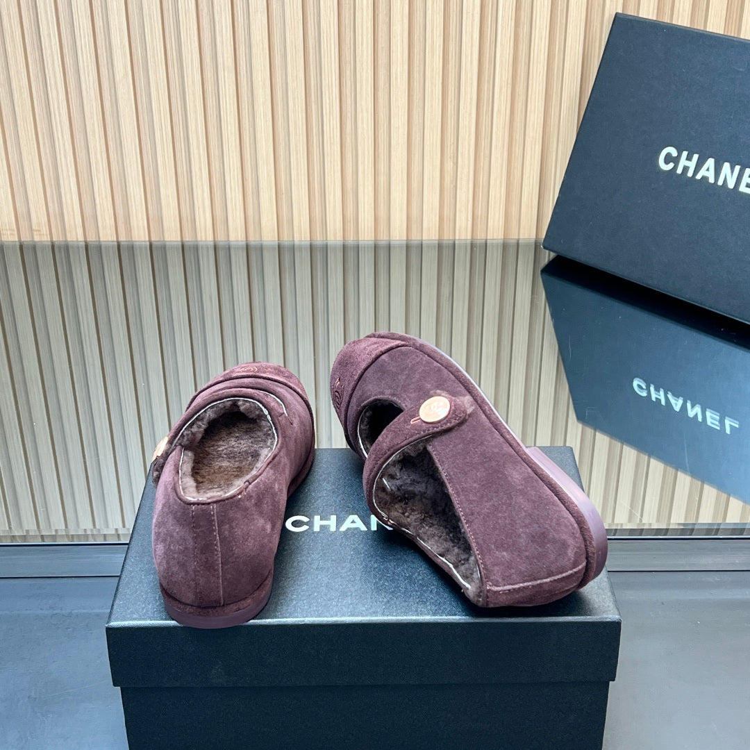 C 25 Mary Jane's lamb wool shoes（BLACK/PURPLE/KHAKI/GRAY）