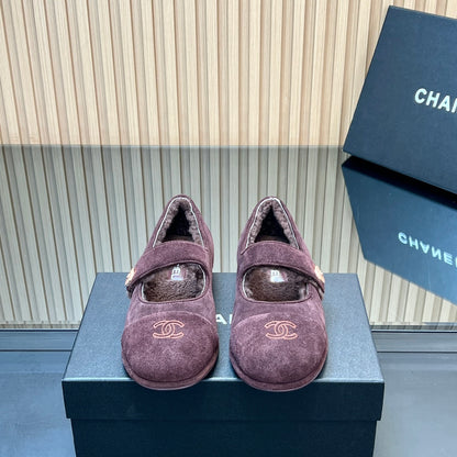 C 25 Mary Jane's lamb wool shoes（BLACK/PURPLE/KHAKI/GRAY）