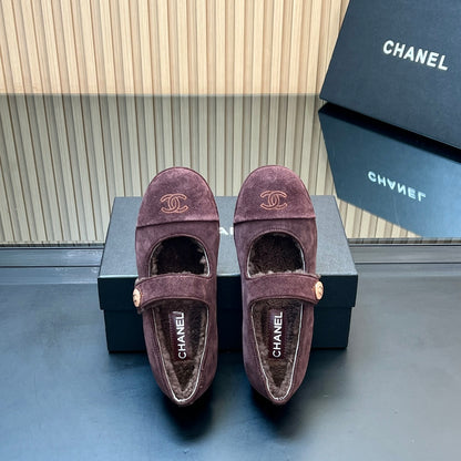 C 25 Mary Jane's lamb wool shoes（BLACK/PURPLE/KHAKI/GRAY）