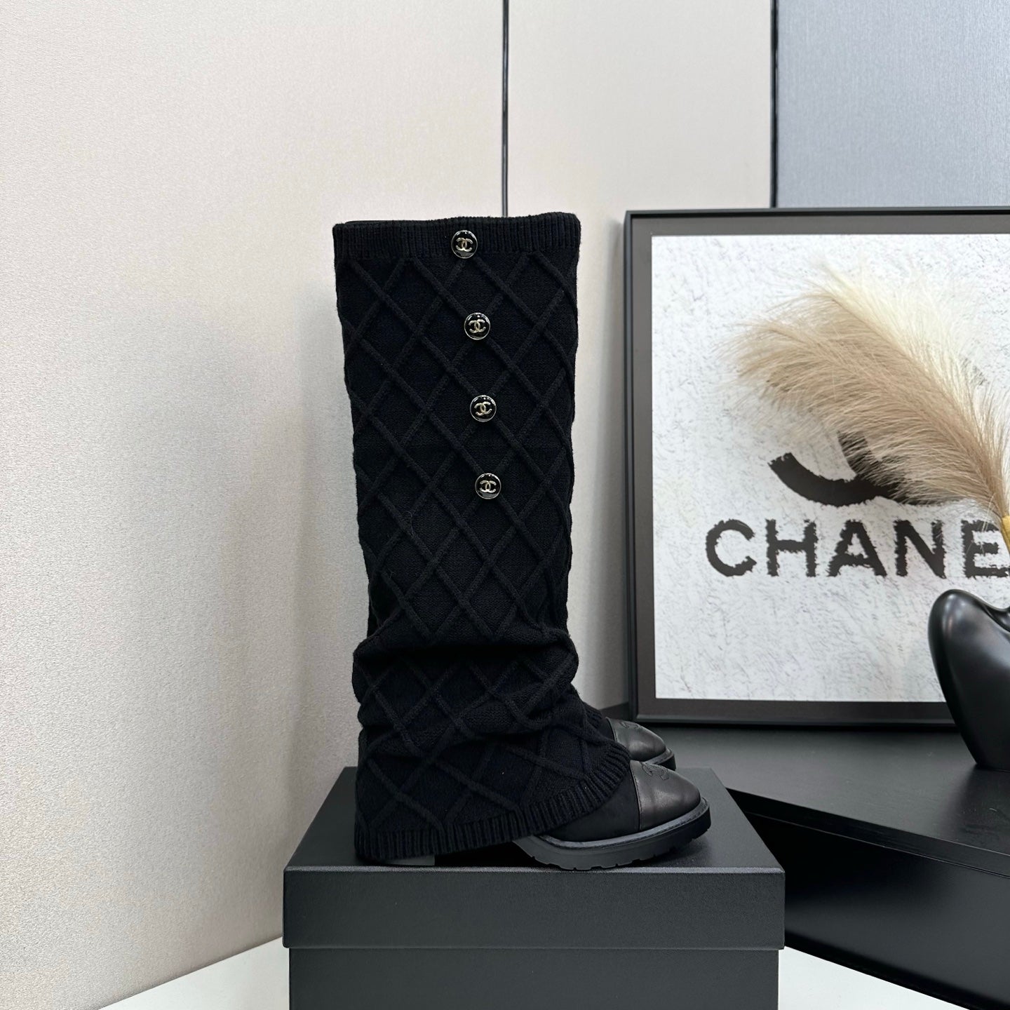 C 25 Knitted wool sheepskin boots（BLACK/BEIGI/BROWN）