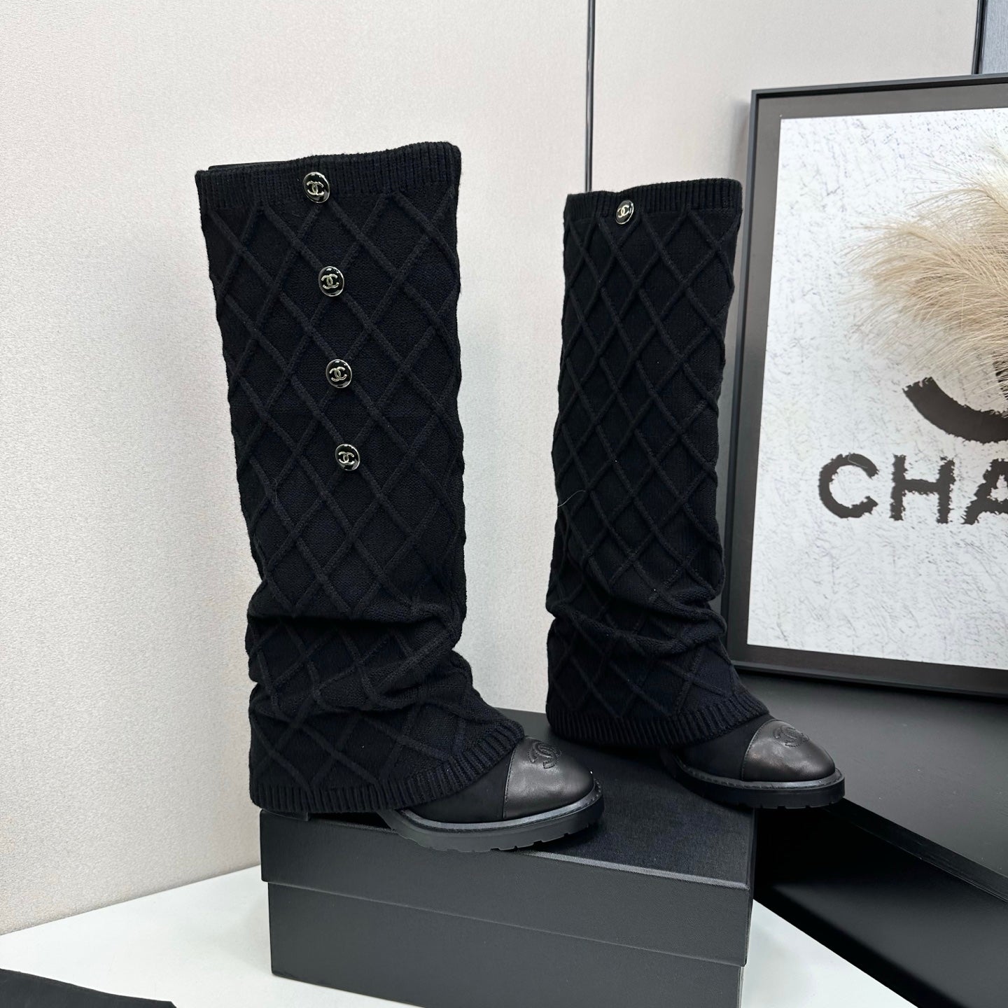 C 25 Knitted wool sheepskin boots（BLACK/BEIGI/BROWN）