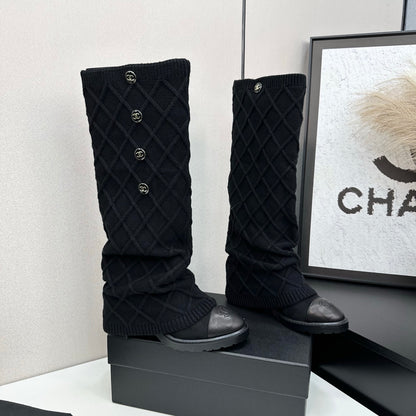 C 25 Knitted wool sheepskin boots（BLACK/BEIGI/BROWN）