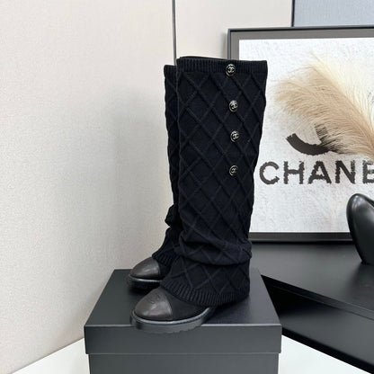 C 25 Knitted wool sheepskin boots（BLACK/BEIGI/BROWN）