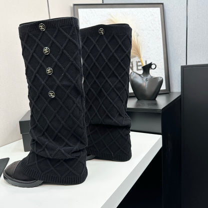 C 25 Knitted wool sheepskin boots（BLACK/BEIGI/BROWN）