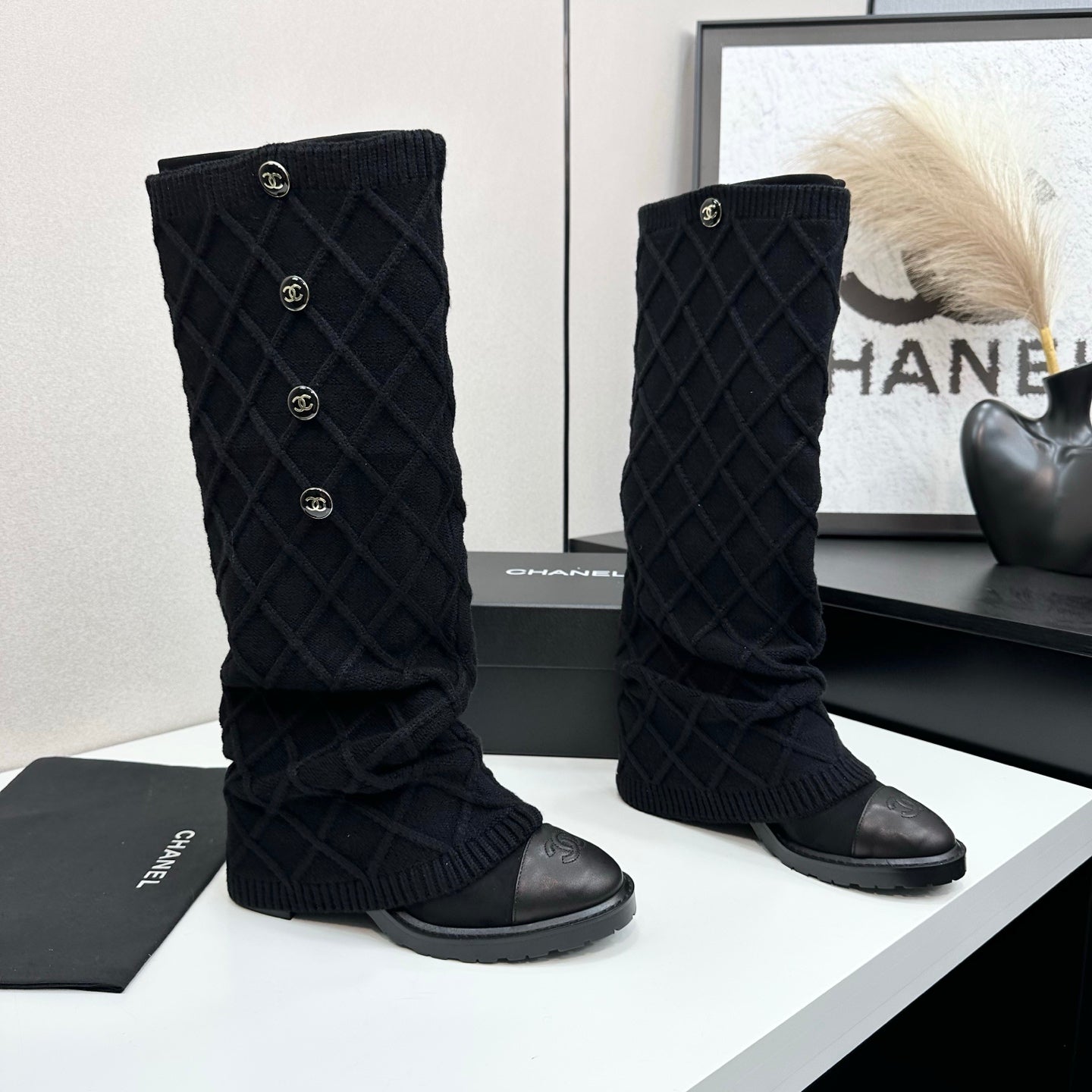 C 25 Knitted wool sheepskin boots（BLACK/BEIGI/BROWN）