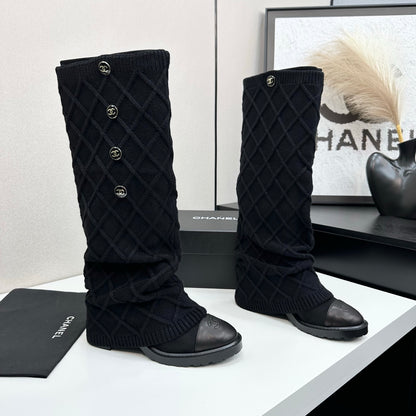 C 25 Knitted wool sheepskin boots（BLACK/BEIGI/BROWN）