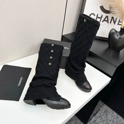 C 25 Knitted wool sheepskin boots（BLACK/BEIGI/BROWN）