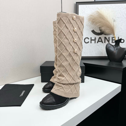 C 25 Knitted wool sheepskin boots（BLACK/BEIGI/BROWN）