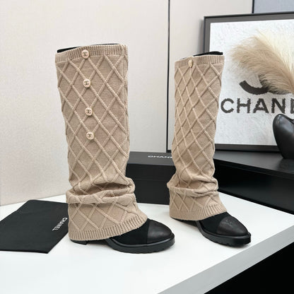C 25 Knitted wool sheepskin boots（BLACK/BEIGI/BROWN）