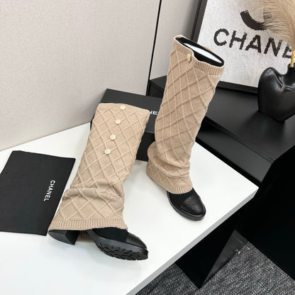 C 25 Knitted wool sheepskin boots（BLACK/BEIGI/BROWN）