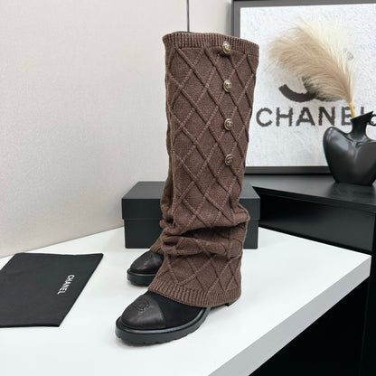 C 25 Knitted wool sheepskin boots（BLACK/BEIGI/BROWN）