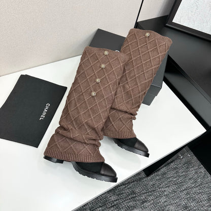 C 25 Knitted wool sheepskin boots（BLACK/BEIGI/BROWN）