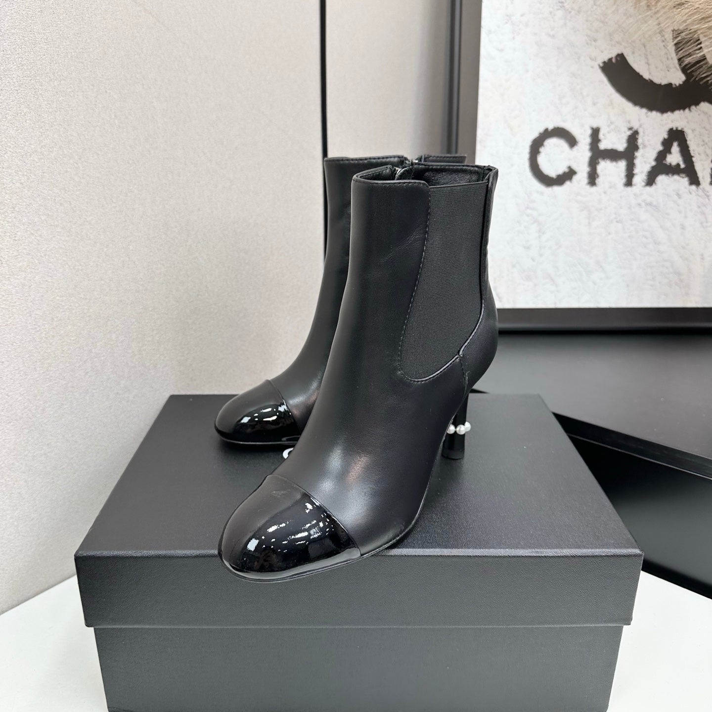 C 25 Pearl decoration, high heels and short boots（RED/BLACK/WINE RED）